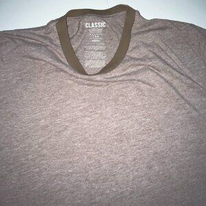 Old Navy Classic Mens Large L Brown Muscle Fit Ringer Short Sleeve T-shirt Y2K!